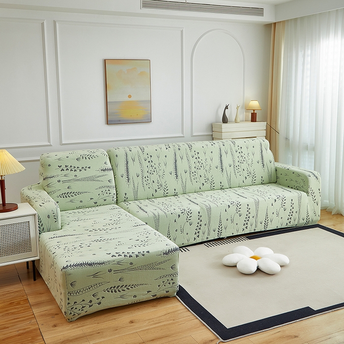 91家纺网 家纺一手货源 找家纺 （总）丝绮鹿 2025新款雕花绒-麦浪沙发套松紧款（贵妃图）麦浪系列