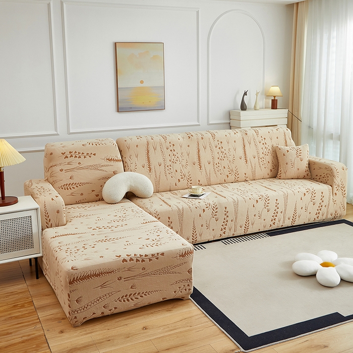 91家纺网 家纺一手货源 找家纺 （总）丝绮鹿 2025新款雕花绒-麦浪沙发套松紧款（贵妃图）麦浪系列