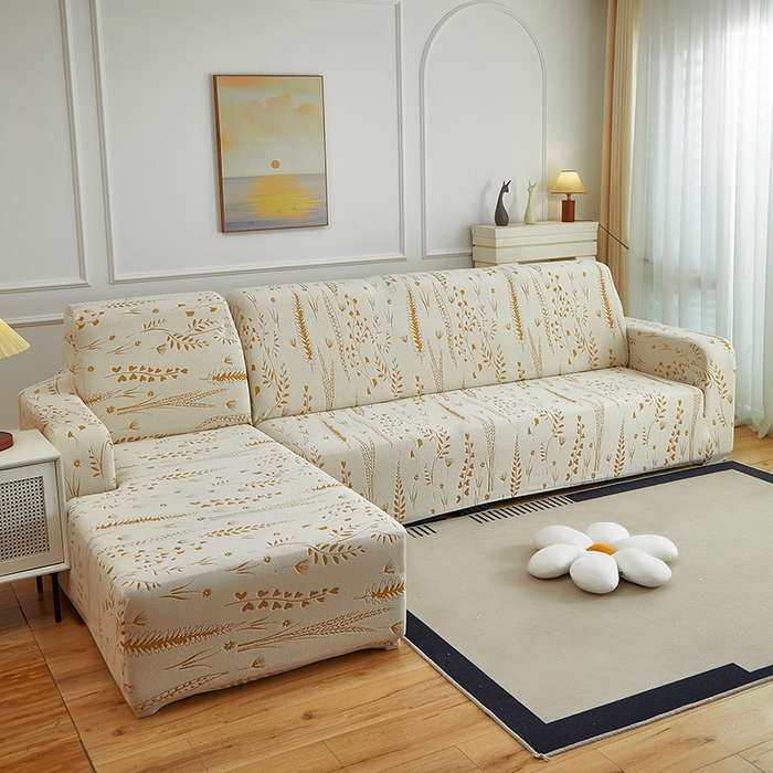 91家纺网 家纺一手货源 找家纺 （总）丝绮鹿 2025新款雕花绒-麦浪沙发套松紧款（贵妃图）麦浪系列