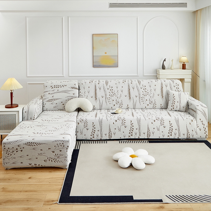 91家纺网 家纺一手货源 找家纺 丝绮鹿 2025新款雕花绒-麦浪沙发套松紧款（贵妃图）麦浪系列 麦浪-云灰