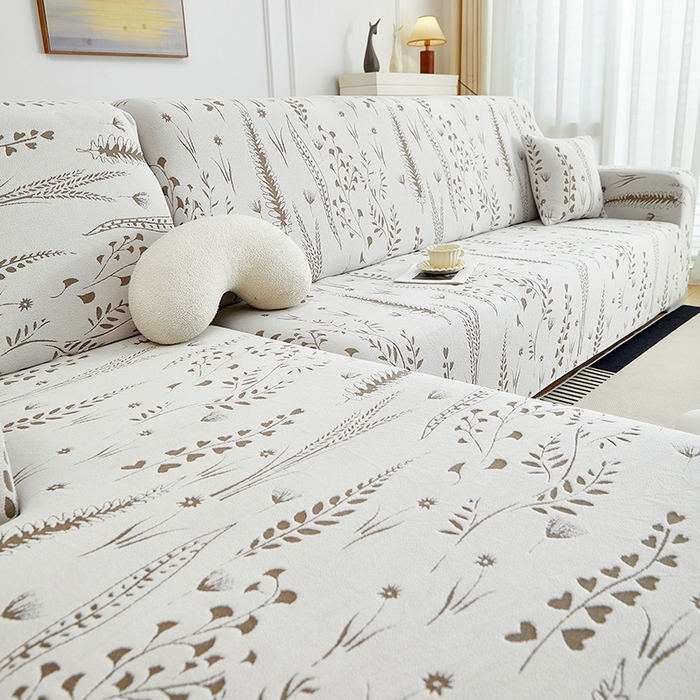 91家纺网 家纺一手货源 找家纺 （总）丝绮鹿 2025新款雕花绒-麦浪沙发套松紧款（贵妃图）麦浪系列