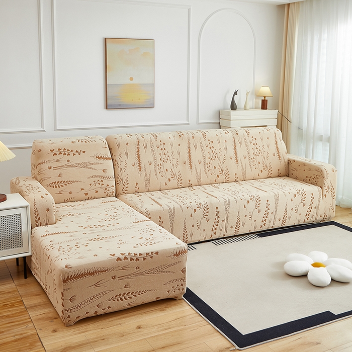 91家纺网 家纺一手货源 找家纺 丝绮鹿 2025新款雕花绒-麦浪沙发套松紧款（贵妃图）麦浪系列 麦浪-浅茶