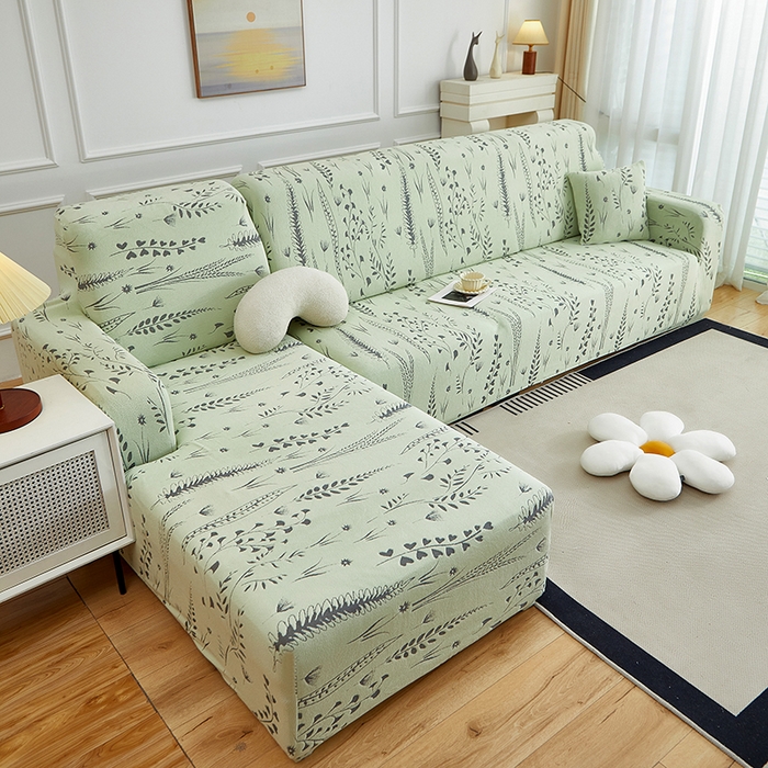 91家纺网 家纺一手货源 找家纺 丝绮鹿 2025新款雕花绒-麦浪沙发套松紧款（贵妃图）麦浪系列 麦浪-草绿