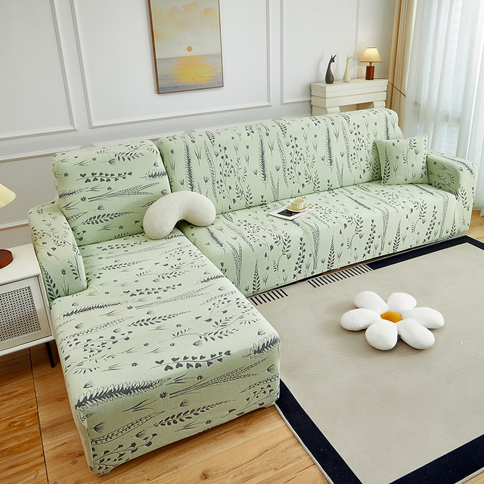 91家纺网 家纺一手货源 找家纺 丝绮鹿 2025新款雕花绒-麦浪沙发套松紧款（贵妃图）麦浪系列 麦浪-草绿