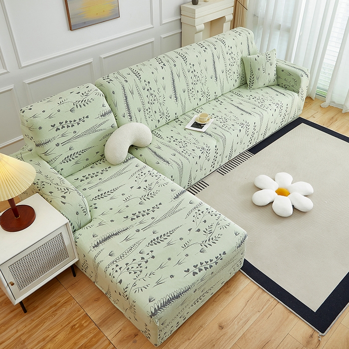 91家纺网 家纺一手货源 找家纺 丝绮鹿 2025新款雕花绒-麦浪沙发套松紧款（贵妃图）麦浪系列 麦浪-草绿