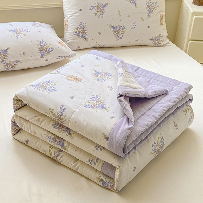 91家纺网 家纺一手货源 找家纺 （总）沃尔居 2025新款双面全棉印花夏被可机洗小清新纯棉夏凉被薄被芯空调被子