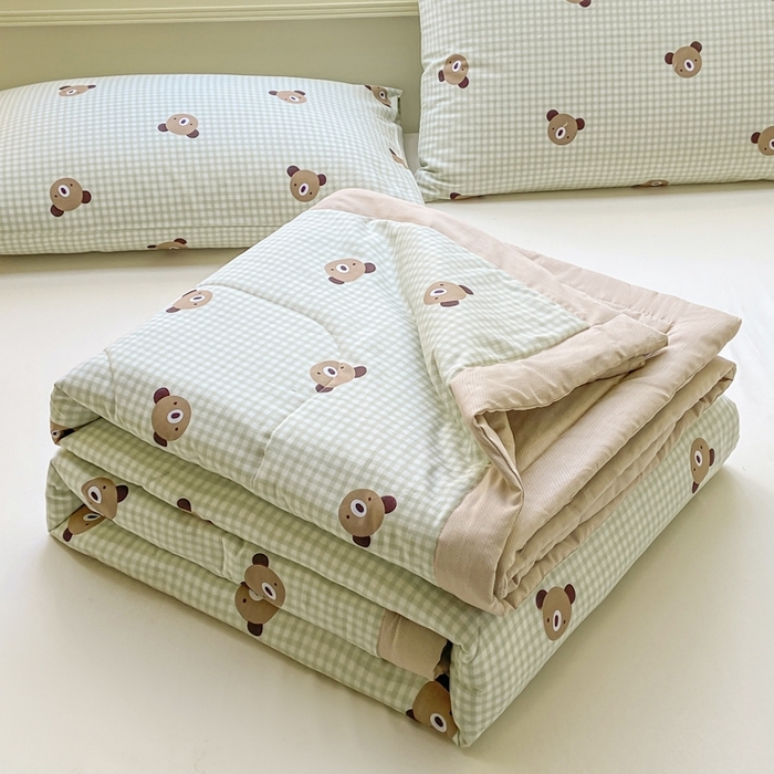 91家纺网 家纺一手货源 找家纺 （总）沃尔居 2025新款双面全棉印花夏被可机洗小清新纯棉夏凉被薄被芯空调被子