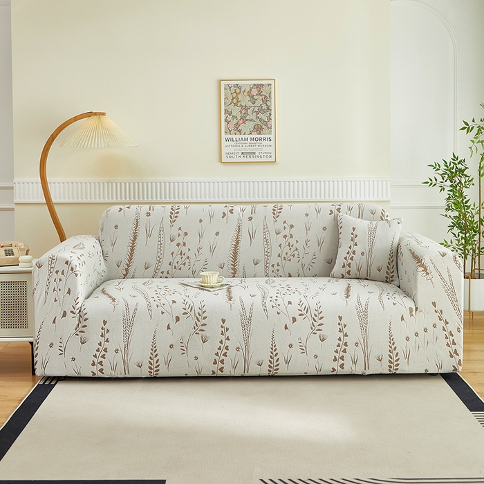 （總）絲綺鹿 2025新款雕花絨-麥浪沙發套松緊款（三人圖）麥浪系列