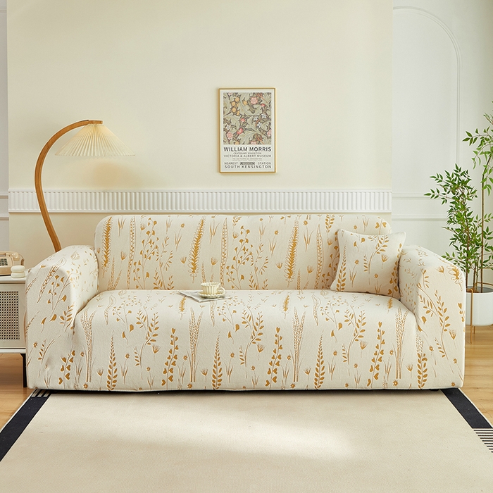 91家纺网 家纺一手货源 找家纺 （总）丝绮鹿 2025新款雕花绒-麦浪沙发套松紧款（三人图）麦浪系列