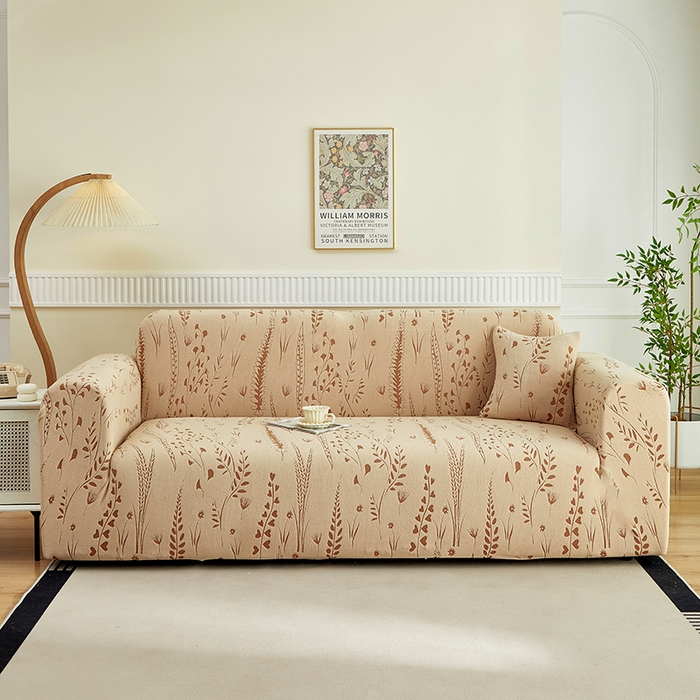 91家纺网 家纺一手货源 找家纺 （总）丝绮鹿 2025新款雕花绒-麦浪沙发套松紧款（三人图）麦浪系列