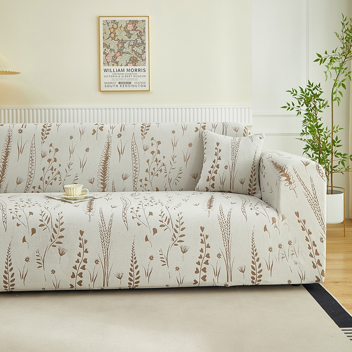 91家纺网 家纺一手货源 找家纺 （总）丝绮鹿 2025新款雕花绒-麦浪沙发套松紧款（三人图）麦浪系列