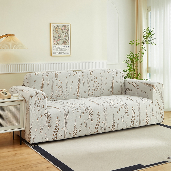 91家纺网 家纺一手货源 找家纺 丝绮鹿 2025新款雕花绒-麦浪沙发套松紧款（三人图）麦浪系列 麦浪-云灰