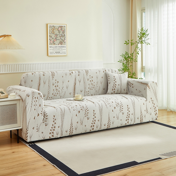 91家纺网 家纺一手货源 找家纺 丝绮鹿 2025新款雕花绒-麦浪沙发套松紧款（三人图）麦浪系列 麦浪-云灰