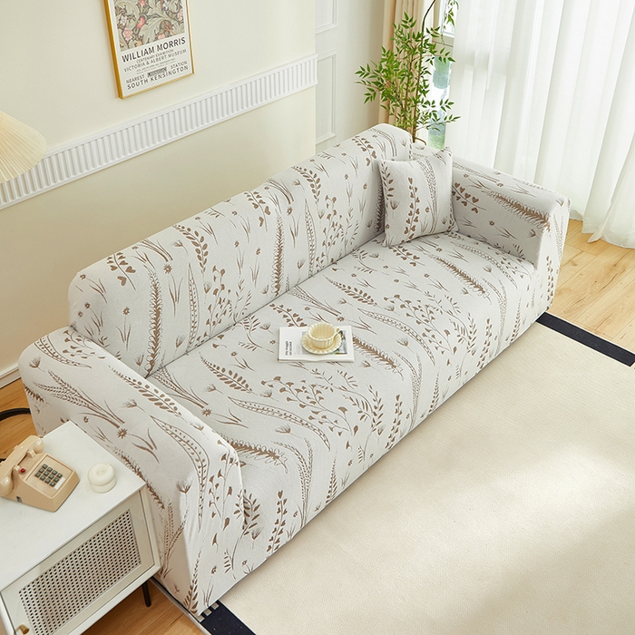 91家纺网 家纺一手货源 找家纺 丝绮鹿 2025新款雕花绒-麦浪沙发套松紧款（三人图）麦浪系列 麦浪-云灰