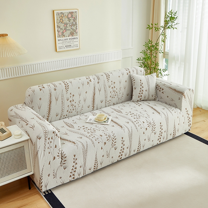 91家纺网 家纺一手货源 找家纺 丝绮鹿 2025新款雕花绒-麦浪沙发套松紧款（三人图）麦浪系列 麦浪-云灰