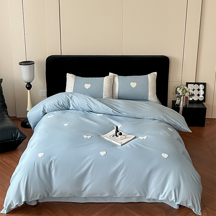 理想家家纺 2025新款纯棉轻奢刺绣四件套--心愿系列场景二 心愿蓝