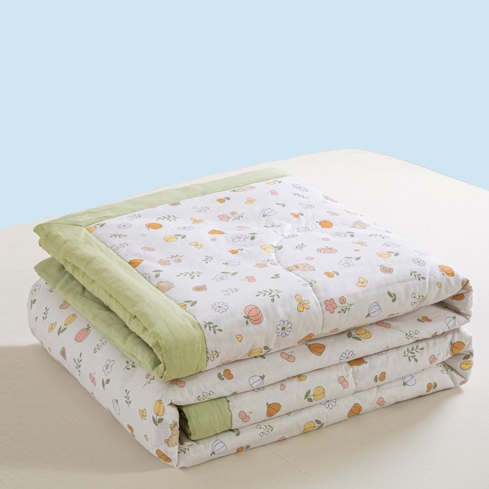 91家纺网 家纺一手货源 找家纺 （总）沃尔居 2025新款双面全棉印花夏被可机洗小清新纯棉夏凉被薄被芯空调被子