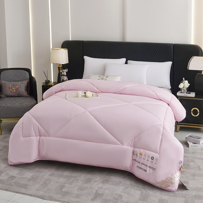 91家纺网 家纺一手货源 找家纺 美丽折家纺 2025新款羊绒被纯色系列 粉色