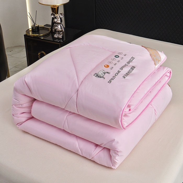 91家纺网 家纺一手货源 找家纺 美丽折家纺 2025新款羊绒被纯色系列 粉色