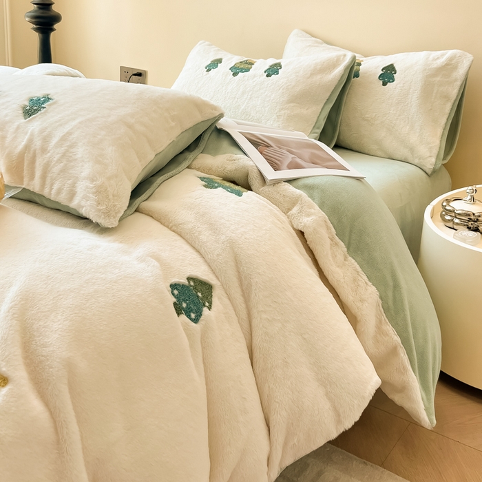 （总）懒猫家纺 2024新款兔毛绒毛巾绣四件套