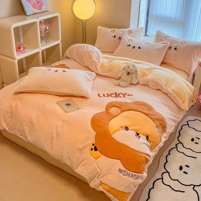 91家纺网 家纺一手货源 找家纺 （总）懒猫家纺 2024新款【兔毛绒贴布绣】四件套