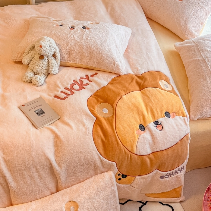 91家纺网 家纺一手货源 找家纺 （总）懒猫家纺 2024新款【兔毛绒贴布绣】四件套