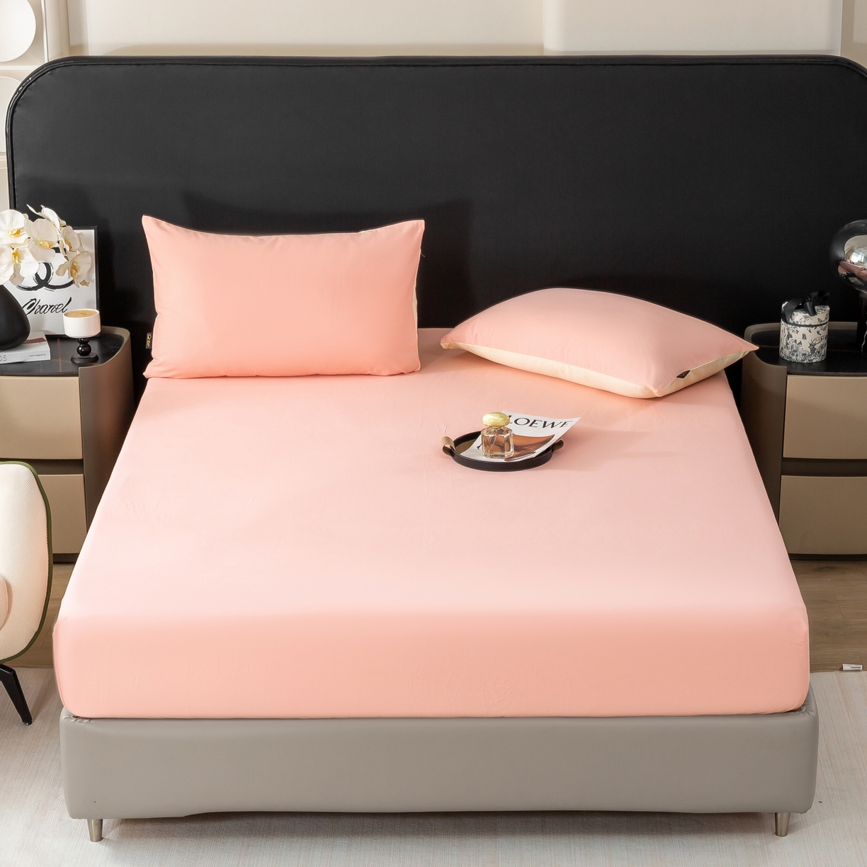 91家纺网 家纺一手货源 找家纺 沃尔居 2025新款全棉磨毛床笠纯棉加厚防尘罩全包围床笠床笠单件单床笠跨境四季通用 梦境-单件床笠（粉色）