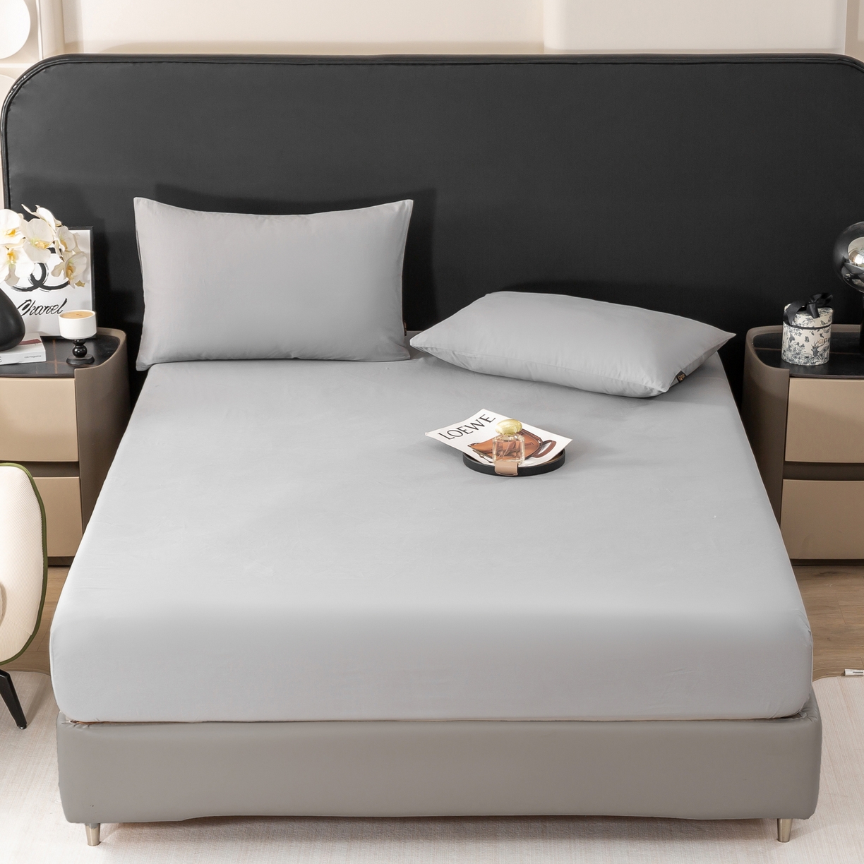 91家纺网 家纺一手货源 找家纺 沃尔居 2025新款全棉磨毛床笠纯棉加厚防尘罩全包围床笠床笠单件单床笠跨境四季通用 梦境-单件床笠（深灰）