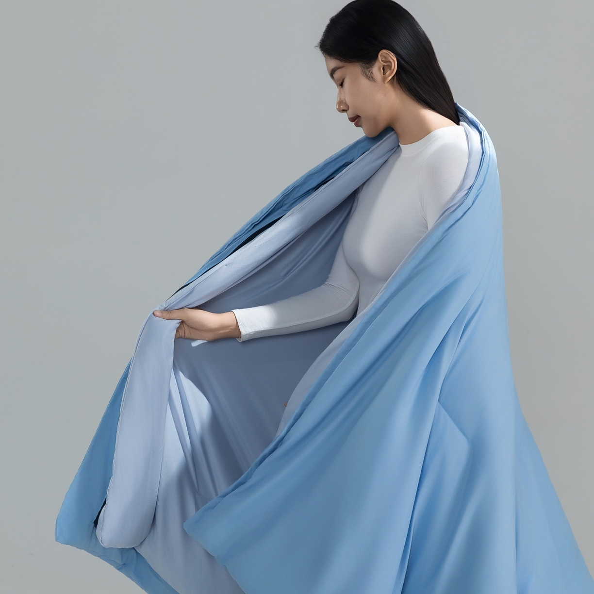 91家纺网 家纺一手货源 找家纺 兜米家居 2025深睡星球同款双层控温被被芯pro被春夏子母被芯   蓝色