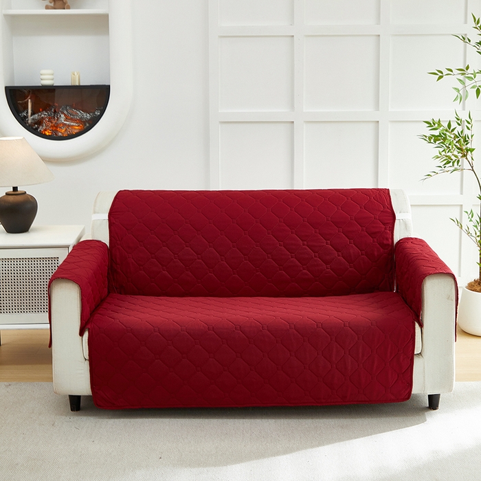 91家纺网 家纺一手货源 找家纺 飞翔家纺 2025新款加棉沙发套沙发垫 红色