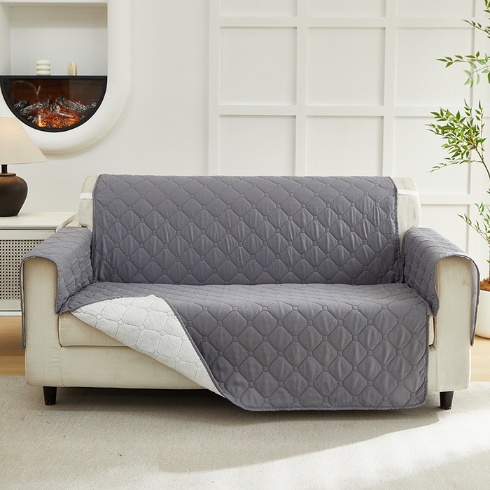 91家纺网 家纺一手货源 找家纺 飞翔家纺 2025新款加棉沙发套沙发垫 灰色