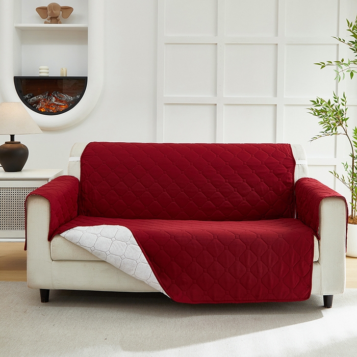 91家纺网 家纺一手货源 找家纺 飞翔家纺 2025新款加棉沙发套沙发垫 红色