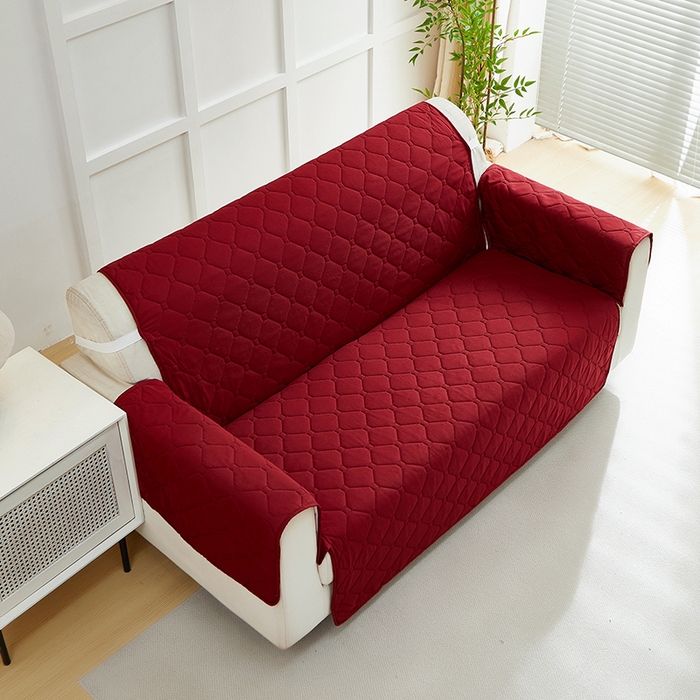 91家纺网 家纺一手货源 找家纺 飞翔家纺 2025新款加棉沙发套沙发垫 红色