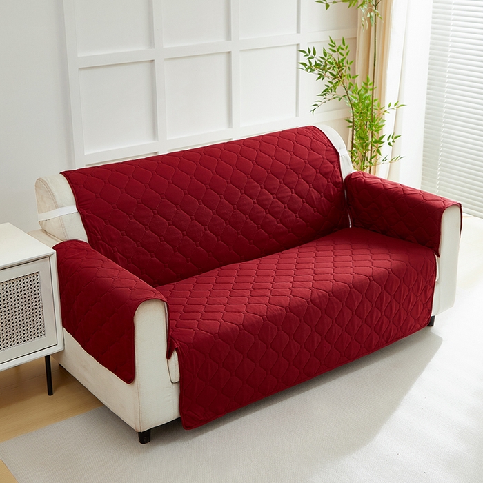 91家纺网 家纺一手货源 找家纺 飞翔家纺 2025新款加棉沙发套沙发垫 红色