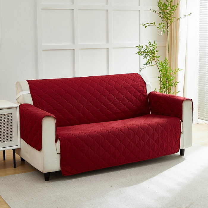 91家纺网 家纺一手货源 找家纺 飞翔家纺 2025新款加棉沙发套沙发垫 红色