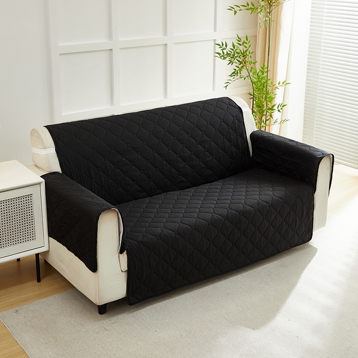 91家纺网 家纺一手货源 找家纺 飞翔家纺 2025新款加棉沙发套沙发垫 黑色