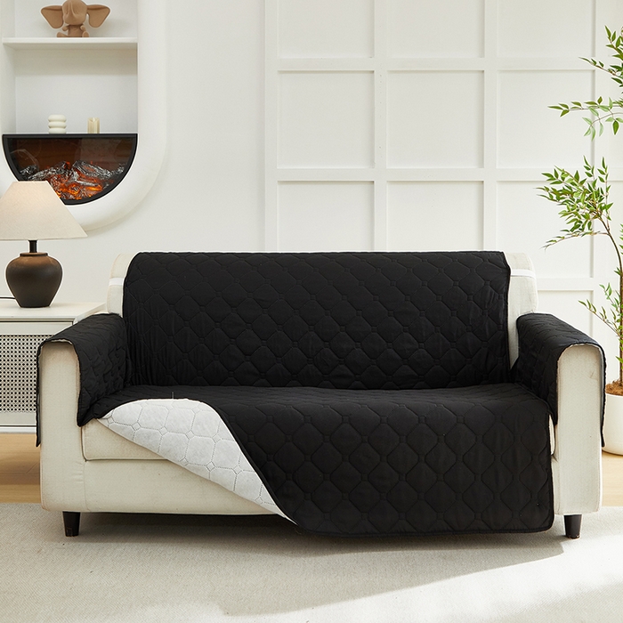 91家纺网 家纺一手货源 找家纺 飞翔家纺 2025新款加棉沙发套沙发垫 黑色