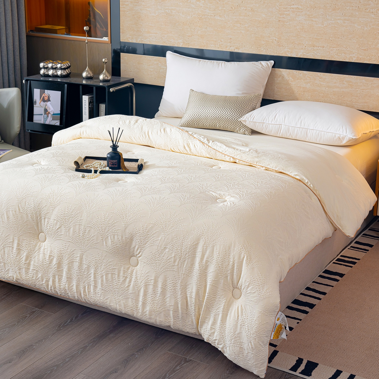 91家纺网 家纺一手货源 找家纺 （总）蓝冰家纺 2025新款亲肤发财树提花大豆被子被芯