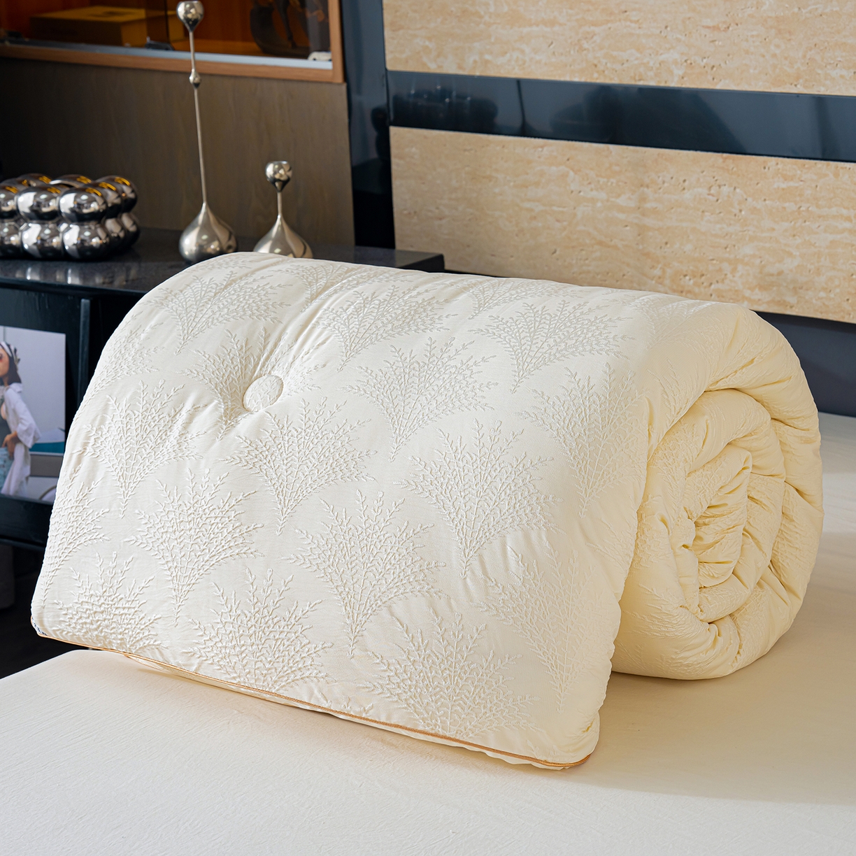 91家纺网 家纺一手货源 找家纺 （总）蓝冰家纺 2025新款亲肤发财树提花大豆被子被芯