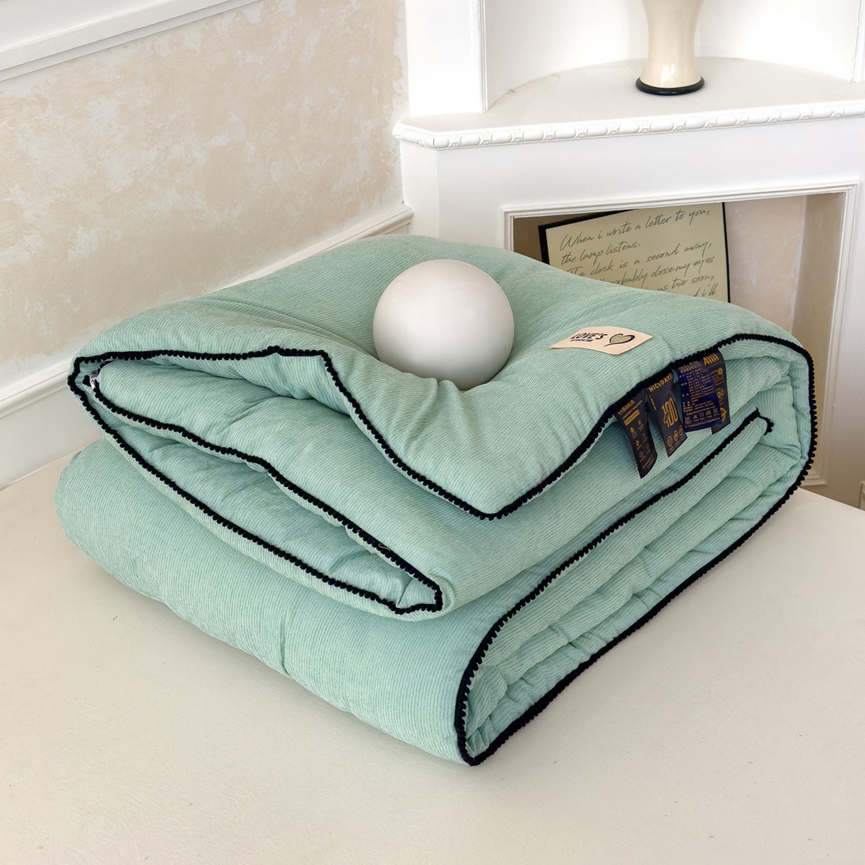 91家纺网 家纺一手货源 找家纺 蓝冰家纺 2025新款保暖雪尼绒大豆被冬被被子被芯 墨绿色