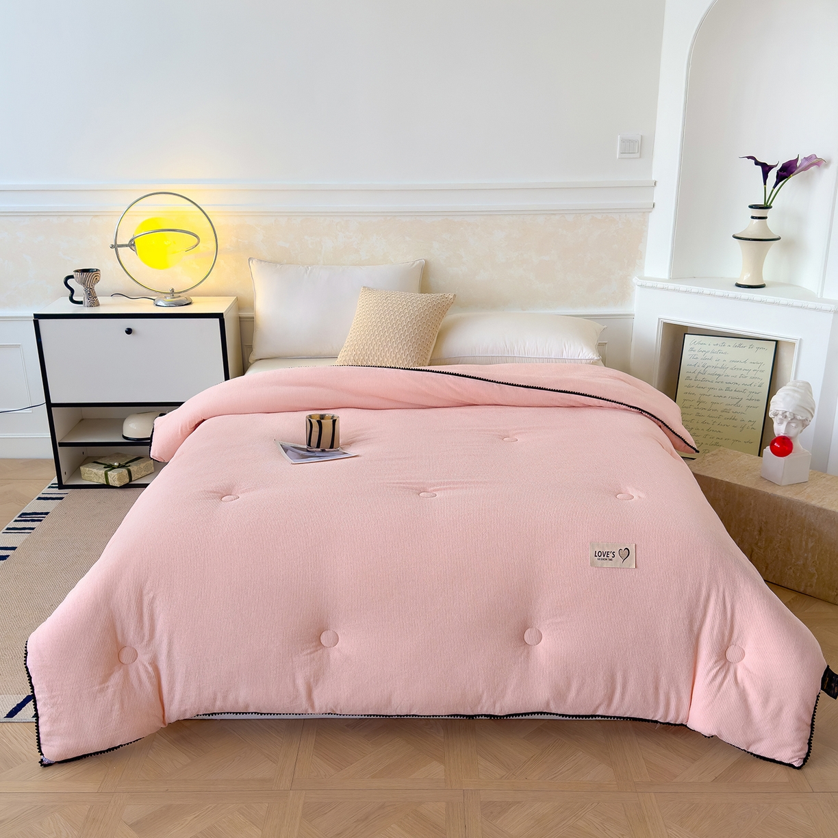 91家纺网 家纺一手货源 找家纺 蓝冰家纺 2025新款保暖雪尼绒大豆被冬被被子被芯 墨玉色