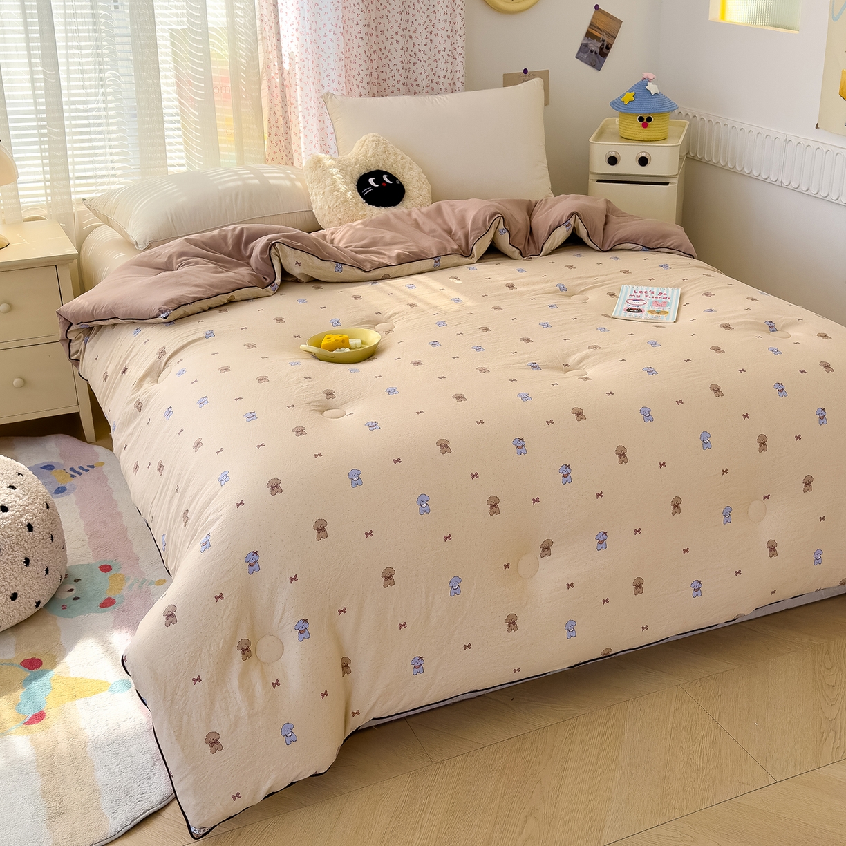 91家纺网 家纺一手货源 找家纺 （总）蓝冰家纺 2025新款亚朵棉印花大豆冬被被子被芯