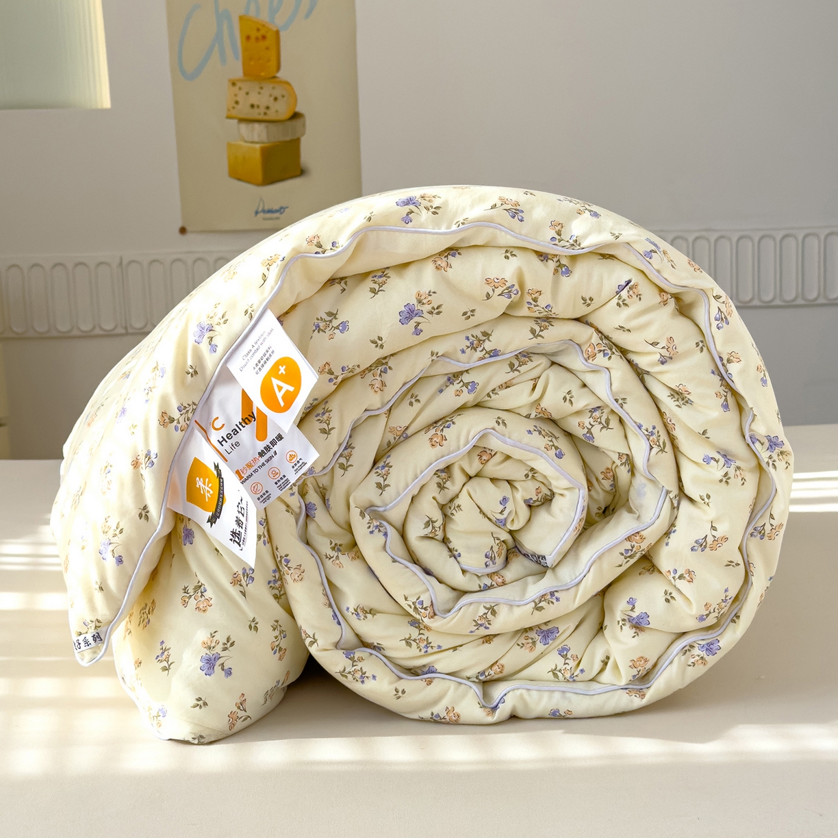 91家纺网 家纺一手货源 找家纺 蓝冰家纺 2025新款亚朵棉印花大豆冬被被子被芯 知春