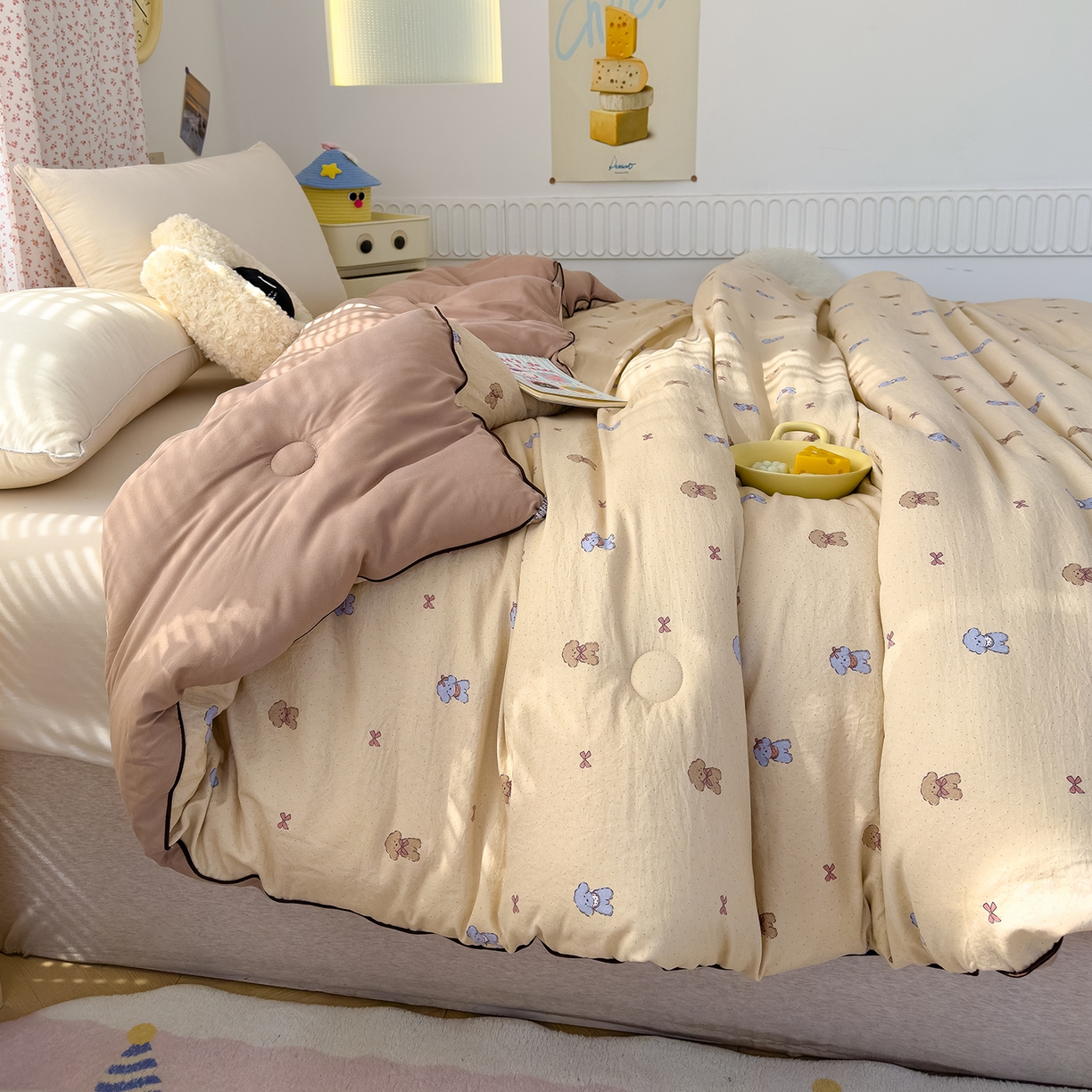 91家纺网 家纺一手货源 找家纺 （总）蓝冰家纺 2025新款亚朵棉印花大豆冬被被子被芯