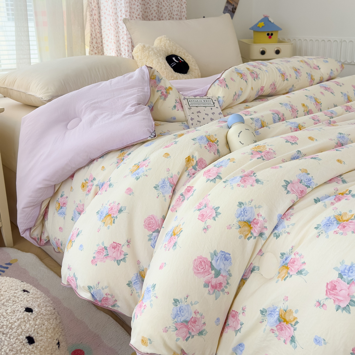 91家纺网 家纺一手货源 找家纺 蓝冰家纺 2025新款亚朵棉印花大豆冬被被子被芯 晚秋