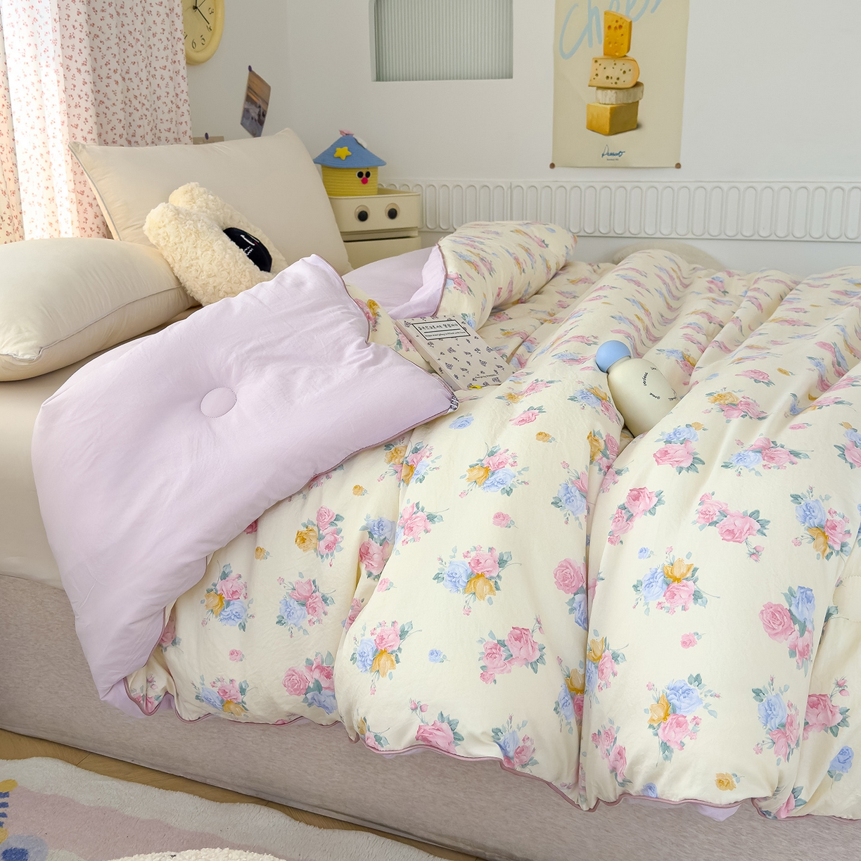 91家纺网 家纺一手货源 找家纺 蓝冰家纺 2025新款亚朵棉印花大豆冬被被子被芯 晚秋