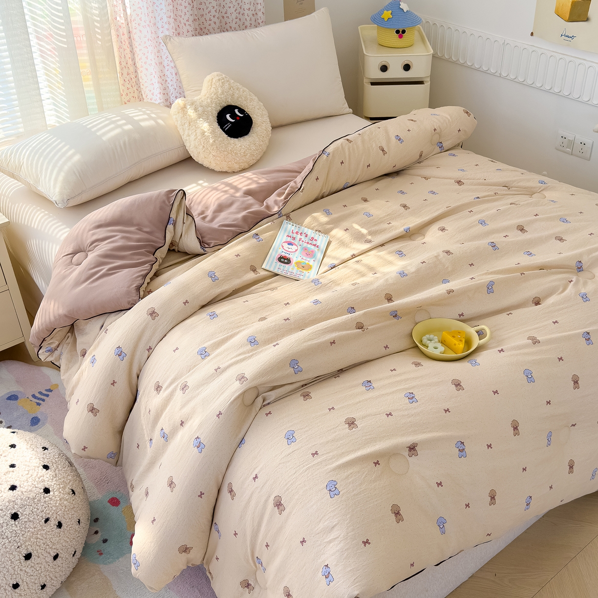 91家纺网 家纺一手货源 找家纺 （总）蓝冰家纺 2025新款亚朵棉印花大豆冬被被子被芯