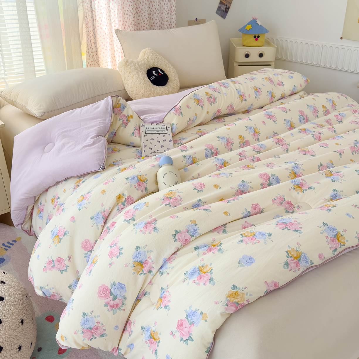 91家纺网 家纺一手货源 找家纺 蓝冰家纺 2025新款亚朵棉印花大豆冬被被子被芯 晚秋