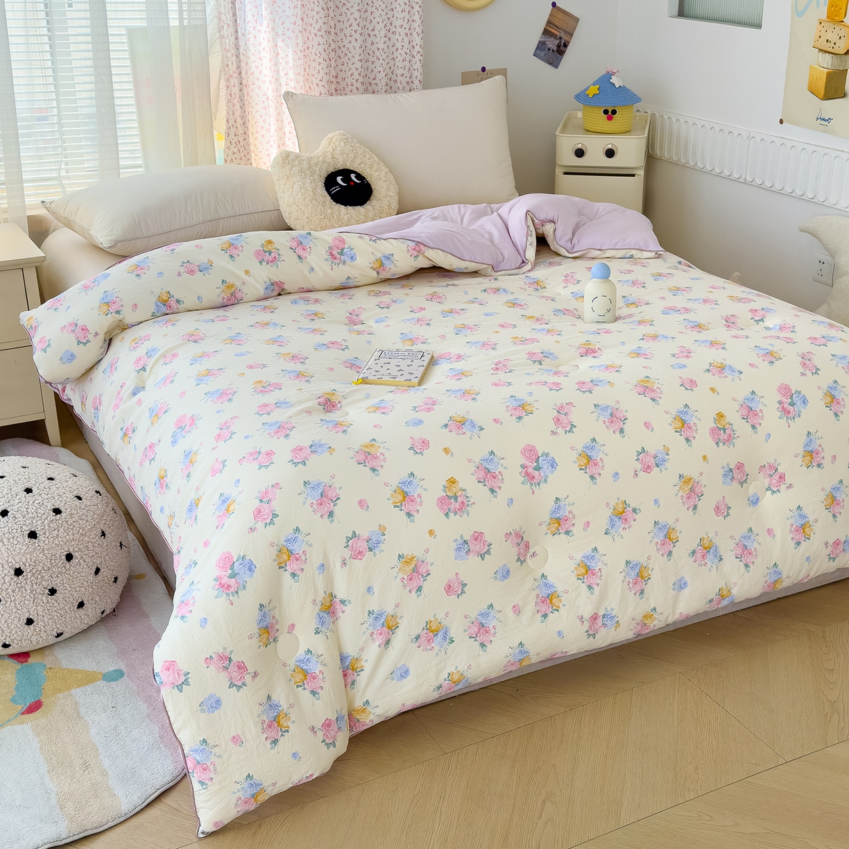 91家纺网 家纺一手货源 找家纺 蓝冰家纺 2025新款亚朵棉印花大豆冬被被子被芯 晚秋