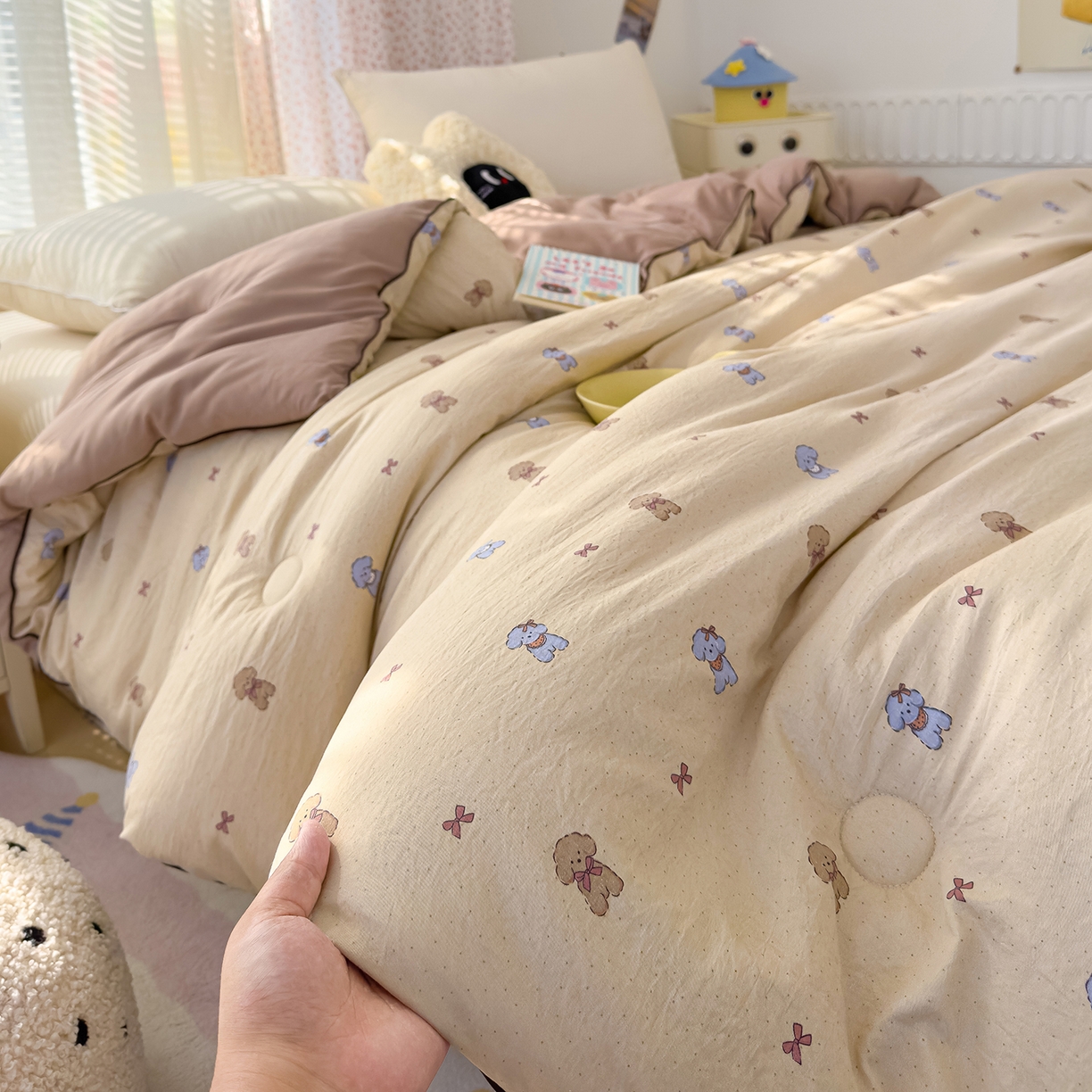 蓝冰家纺 2025新款亚朵棉印花大豆冬被被子被芯 狗狗乐园